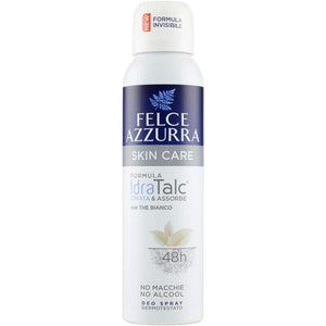 FELCE AZZURRA DEODORANTE 2 PZ SPRAY SKIN CARE CON THE BIANCO FORMULA IDRATALC EFFICACIA 48 ORE 150 ML L'UNO ANTIMACCHIA