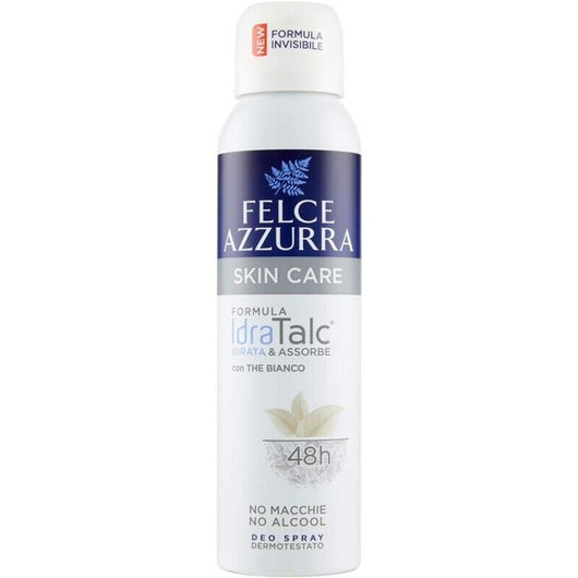 FELCE AZZURRA DEODORANTE 2 PZ SPRAY SKIN CARE CON THE BIANCO FORMULA IDRATALC EFFICACIA 48 ORE 150 ML L'UNO ANTIMACCHIA