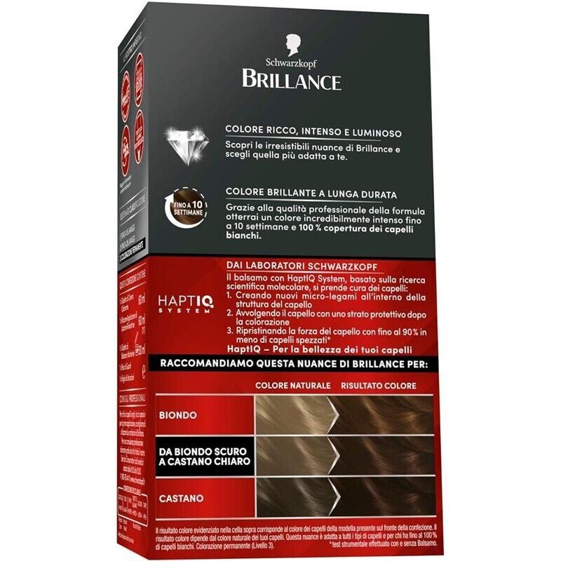 SCHWARZKOPF BRILLANCE TINTA PER CAPELLI INTENSIVA COPERTURA CAPELLI BIANCHI 862 NEW MARRONE NATURALE