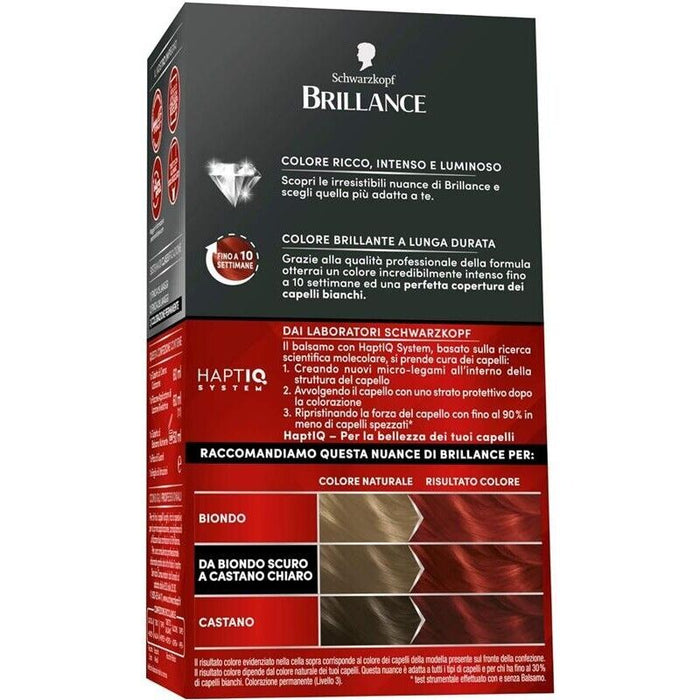SCHWARZKOPF BRILLANCE TINTA PER CAPELLI INTENSIVA COPERTURA CAPELLI BIANCHI 845 NEW ROSSO RASO