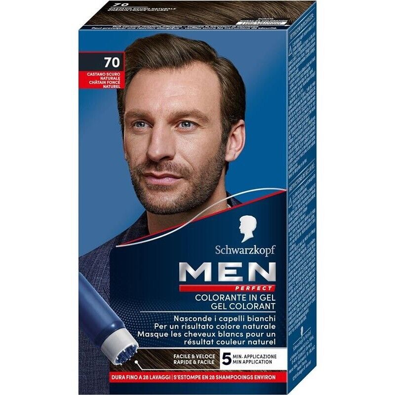 SCHWARZKOPF MEN PERFECT TINTA COLORANTE IN GEL RISULTATO FINO A 28 SHAMPOO 70 CASTANO SCURO NATURALE