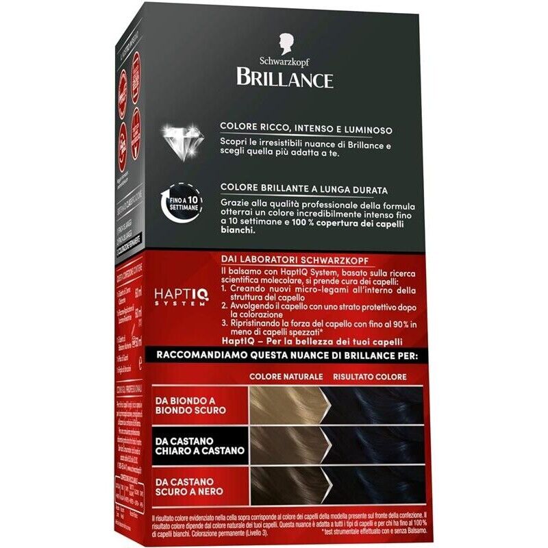SCHWARZKOPF BRILLANCE TINTA PER CAPELLI INTENSIVA COPERTURA CAPELLI BIANCHI 891 NEW BLUE NERO