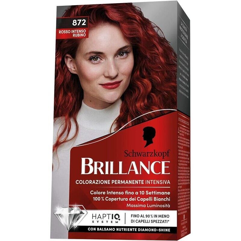 SCHWARZKOPF BRILLANCE TINTA PER CAPELLI INTENSIVA COPERTURA CAPELLI BIANCHI 872 NEW ROSSO INTENSO RUBINO