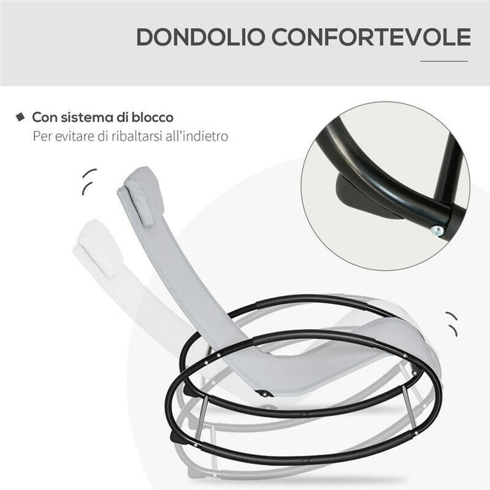SEDIA A DONDOLO DA GIARDINO ZERO GRAVITY ERGONOMICA CON CUSCINO E TESSUTO TRASPIRANTE