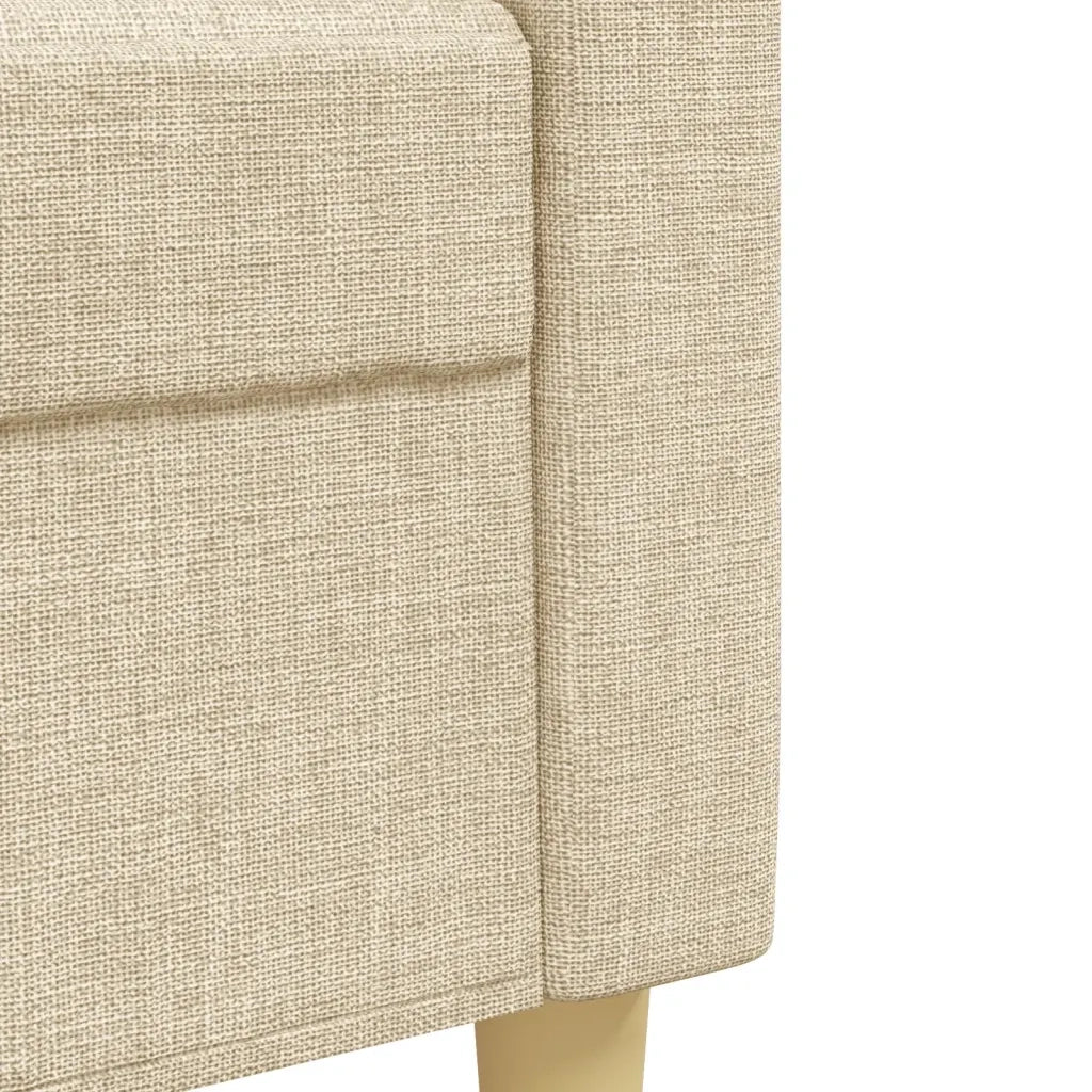 Set Divani 3 pz con Poggiapiedi e Cuscini Crema Tessuto