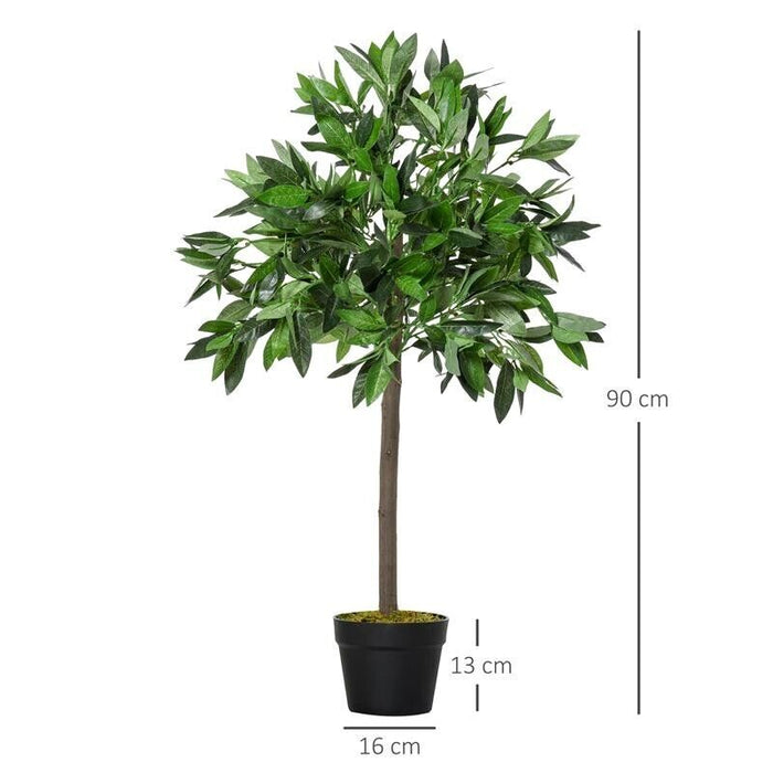 SET DI 2 ALBERI DI ALLORO IN VASO ARTIFICIALI ALTEZZA 90CM PER INTERNI ED ESTERNI