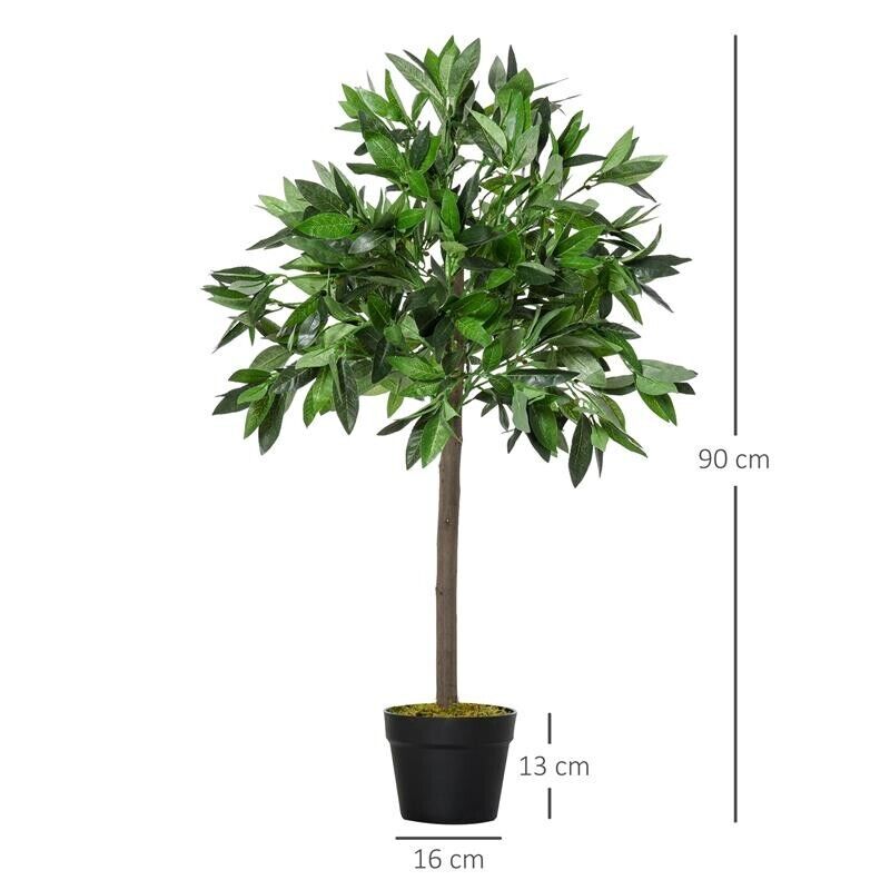 SET DI 2 ALBERI DI ALLORO IN VASO ARTIFICIALI ALTEZZA 90CM PER INTERNI ED ESTERNI