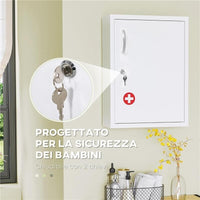 ARMADIETTO MEDICINALI A 3 RIPIANI CON SERRATURA E 2 CHIAVI, IN ACCIAIO, 40X15X53.5 CM, BIANCO