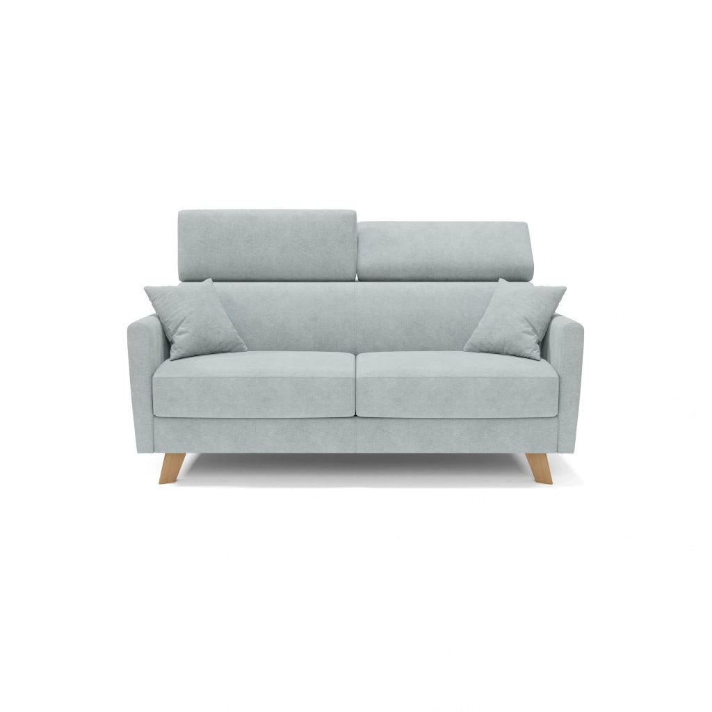 Francy Divano letto matrimoniale con poggiatesta regolabili in tessuto impermeabile e smacchiabile T17 160 cm (mat. 120x197) verde acqua