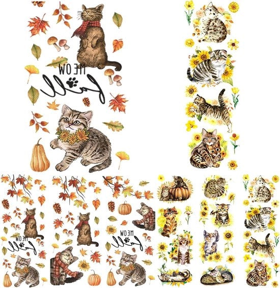 Tre pezzi di foglie di zucca di cespuglio di gatto per decorazioni di muro - decorazione d'autunno - 20 x 30 cm.
