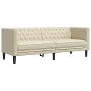 Divano | Divano da soggiorno | Sofa Chesterfield a 3 Posti Crema in Similpelle