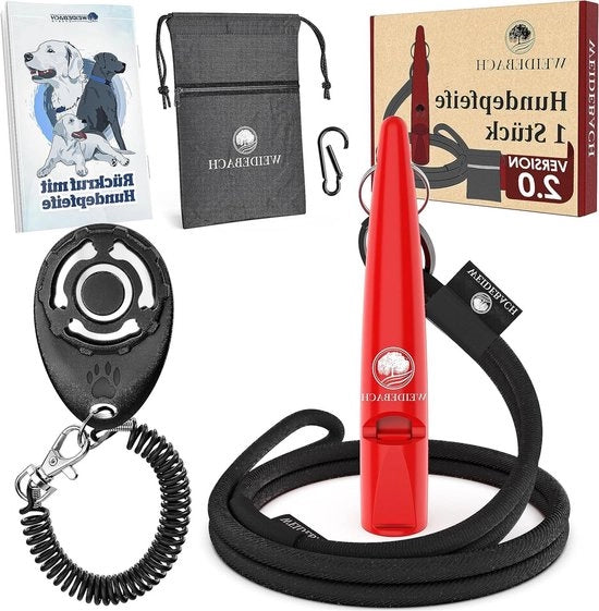 Flauto per cani con suono intenso e costante per addestramento - Frequenza standardizzata, cinghia e bocchino comodi inclusi + e-book + sacchetto di ricompensa per la training di richiamo efficace