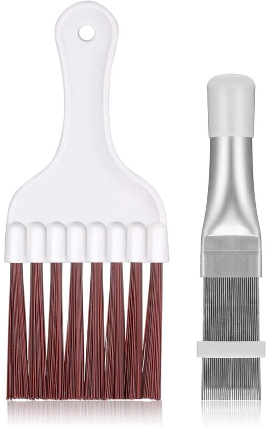 Set di pulizia per aria condizionata 2 pezzi, pulitore per vetro, set di metallo, spazzola in nylon, per aria condizionata, frigoriferi e dissipatori di calore