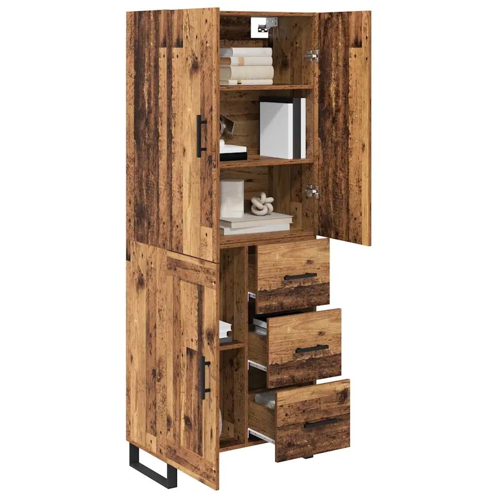 Credenza con cassetto 2 pcs Legno vecchio 69,5 x 34 x 180 cm
