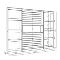 Libreria scaffale, 230x25x186cm, Soggiorno, Ufficio, Per libri, colore Rovere e nero RF2423