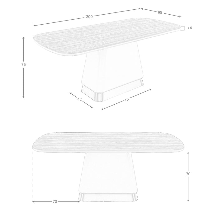 Tavolo da pranzo rettangolare in legno di noce e beige
