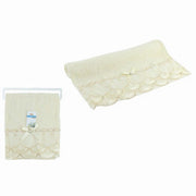 Trade Shop - Asciugamano Bagno Viso Cotone Morbido Decorato 48x93 Cm 180gr Beige Chiaro 79503 -