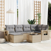 Set Divani da Giardino 7 pz con Cuscini Beige in Polyrattan 3220468