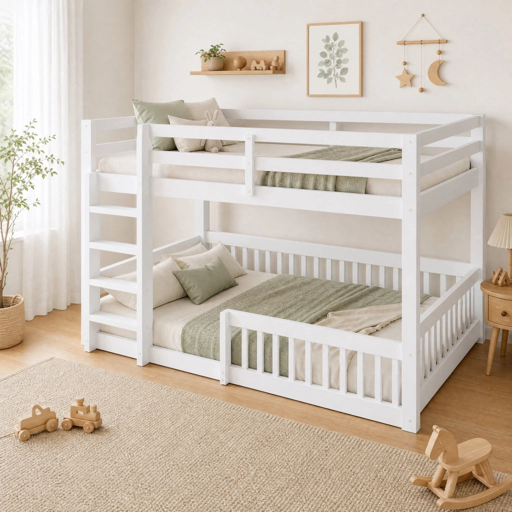 Letto a castello 160x200 cm in pino e MDF bianco