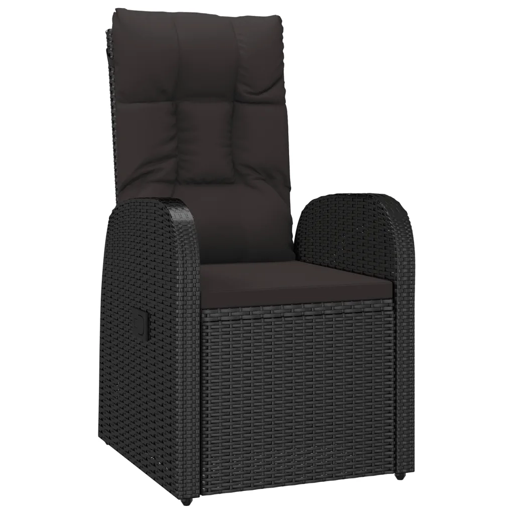 Set da Pranzo da Giardino 11 pz con Cuscini in Polyrattan Nero 3277636