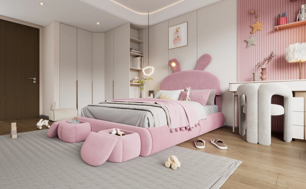 letto imbottito velluto rosa 140x200 cm