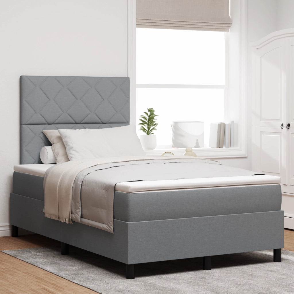 Letto Box Spring con Materasso & LED Grigio Chiaro 120x200 cm Tessuto