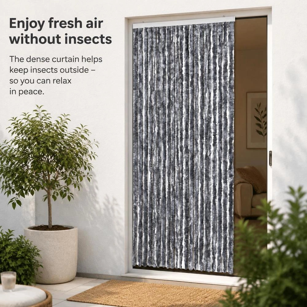 Insect Screen Curtain, Silver, 90x200 Cm, Chenille