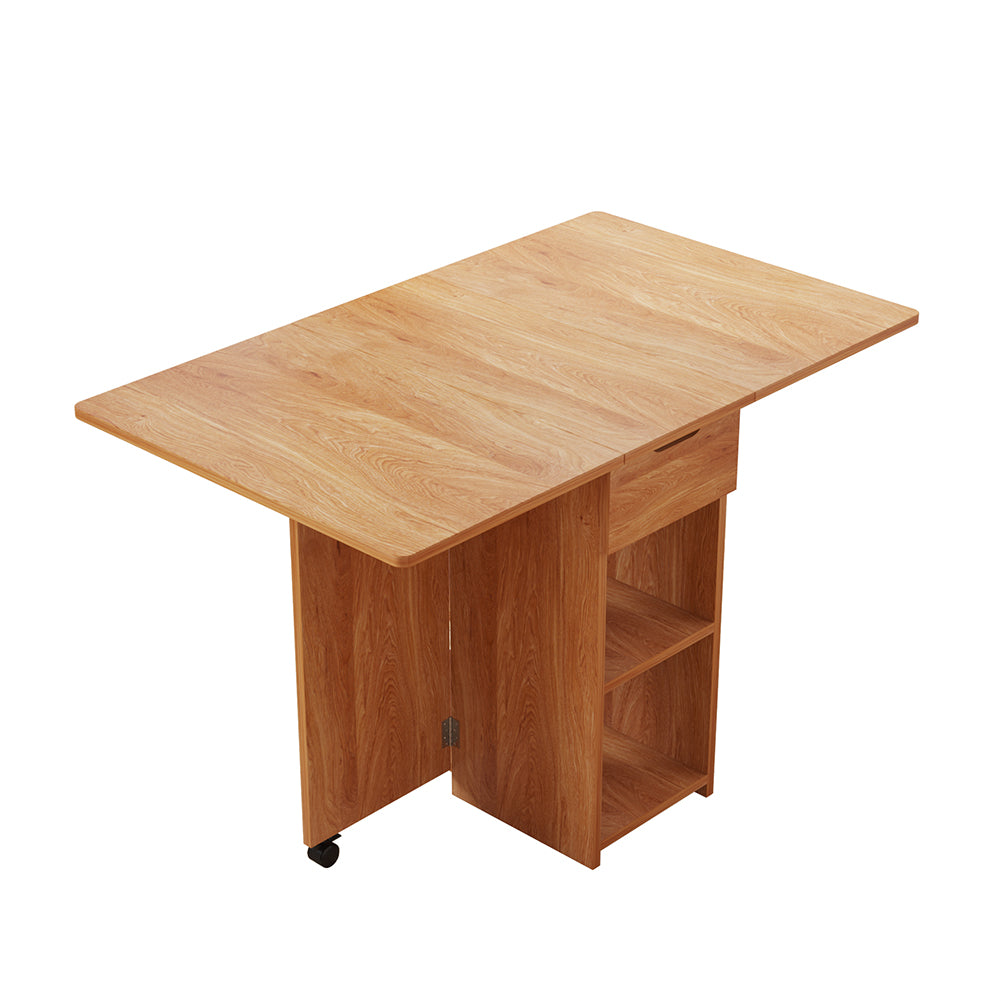 Tavolo da Pranzo Pieghevole Salvaspazio Legno 2 Ruote Casa Ufficio 120x77x75cm