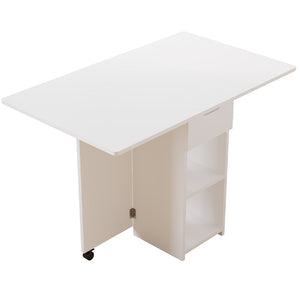 Tavolo da Pranzo Pieghevole Salvaspazio Bianco 2 Ruote Casa Ufficio 120x77x75cm