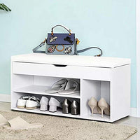 Panca Scarpiera Casa Multiuso Porta Scarpe Cuscino Eco Pelle Bianco 104x29.5x49cm