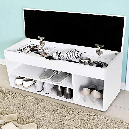 Panca Scarpiera Casa Multiuso Porta Scarpe Cuscino Eco Pelle Bianco 104x29.5x49cm