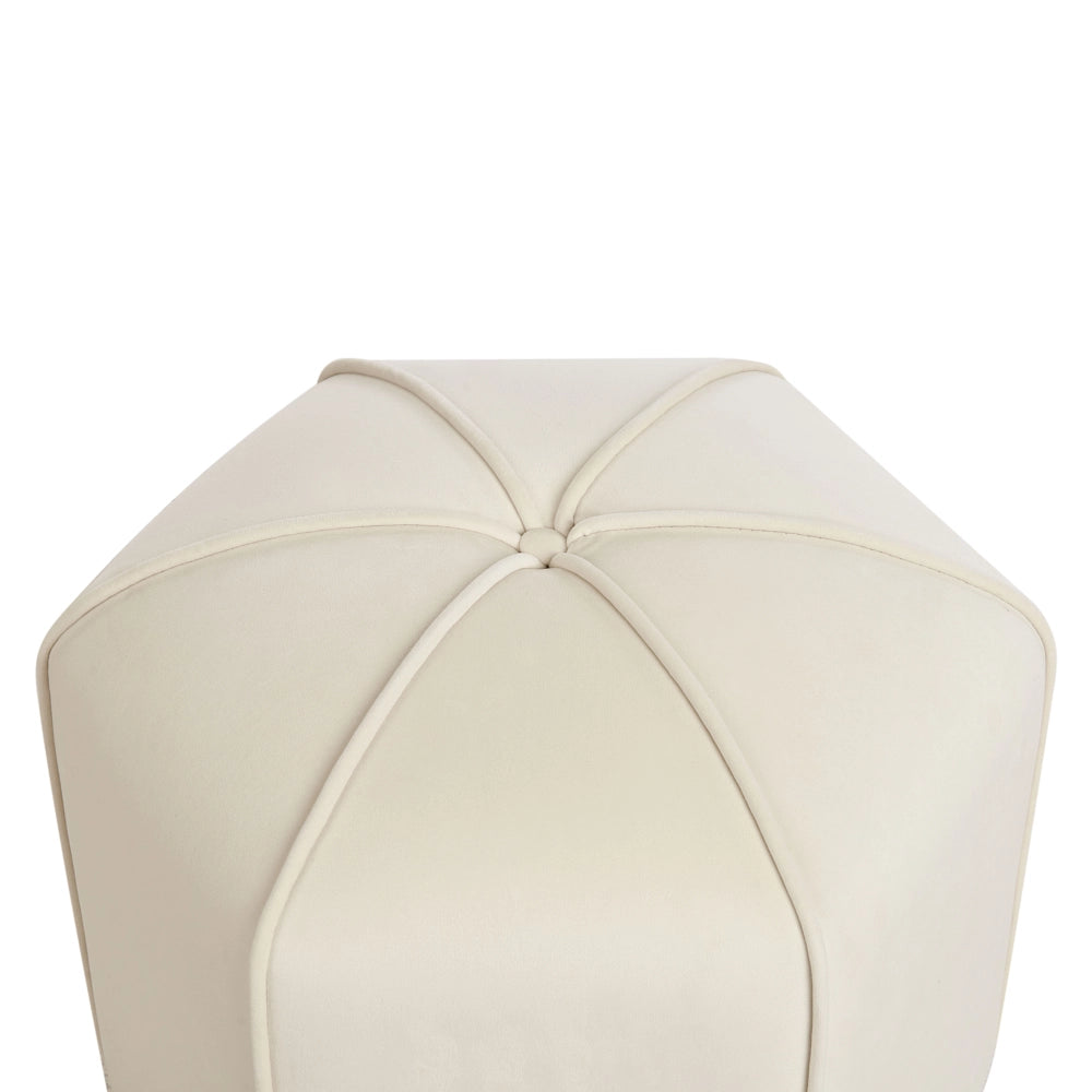 Pouf poggiapiedi moderno rotondo in velluto beige soggiorno camera da letto
