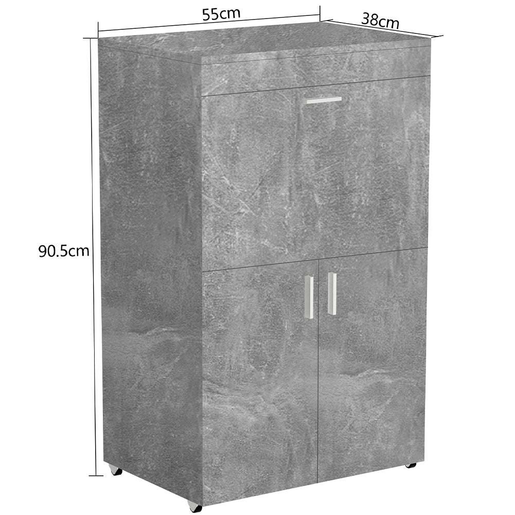Mobile Asse da Stiro a Scomparsa Salvaspazio Richiudibile Cemento 55x38x90.5 cm