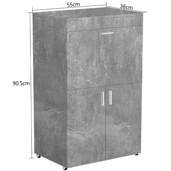Mobile Asse da Stiro a Scomparsa Salvaspazio Richiudibile Cemento 55x38x90.5 cm