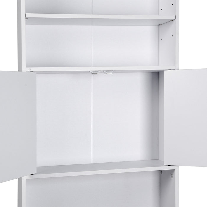 Mobile per Lavatrice Mobiletto da Bagno Armadio 2 Ante e 2 Ripiani 63x20x185cm