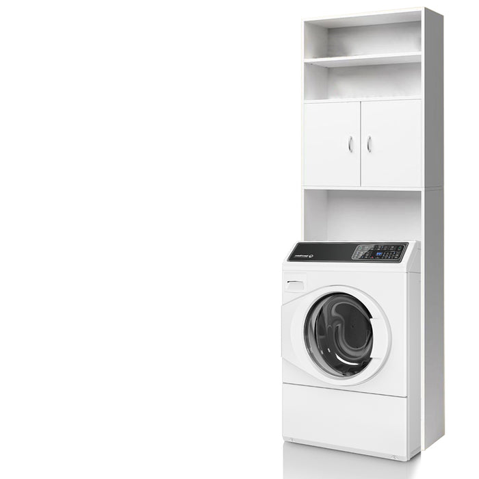 Mobile per Lavatrice Mobiletto da Bagno Armadio 2 Ante e 2 Ripiani 63x20x185cm