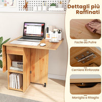 Tavolo da Pranzo Pieghevole Salvaspazio Legno 2 Ruote Casa Ufficio 120x77x75cm