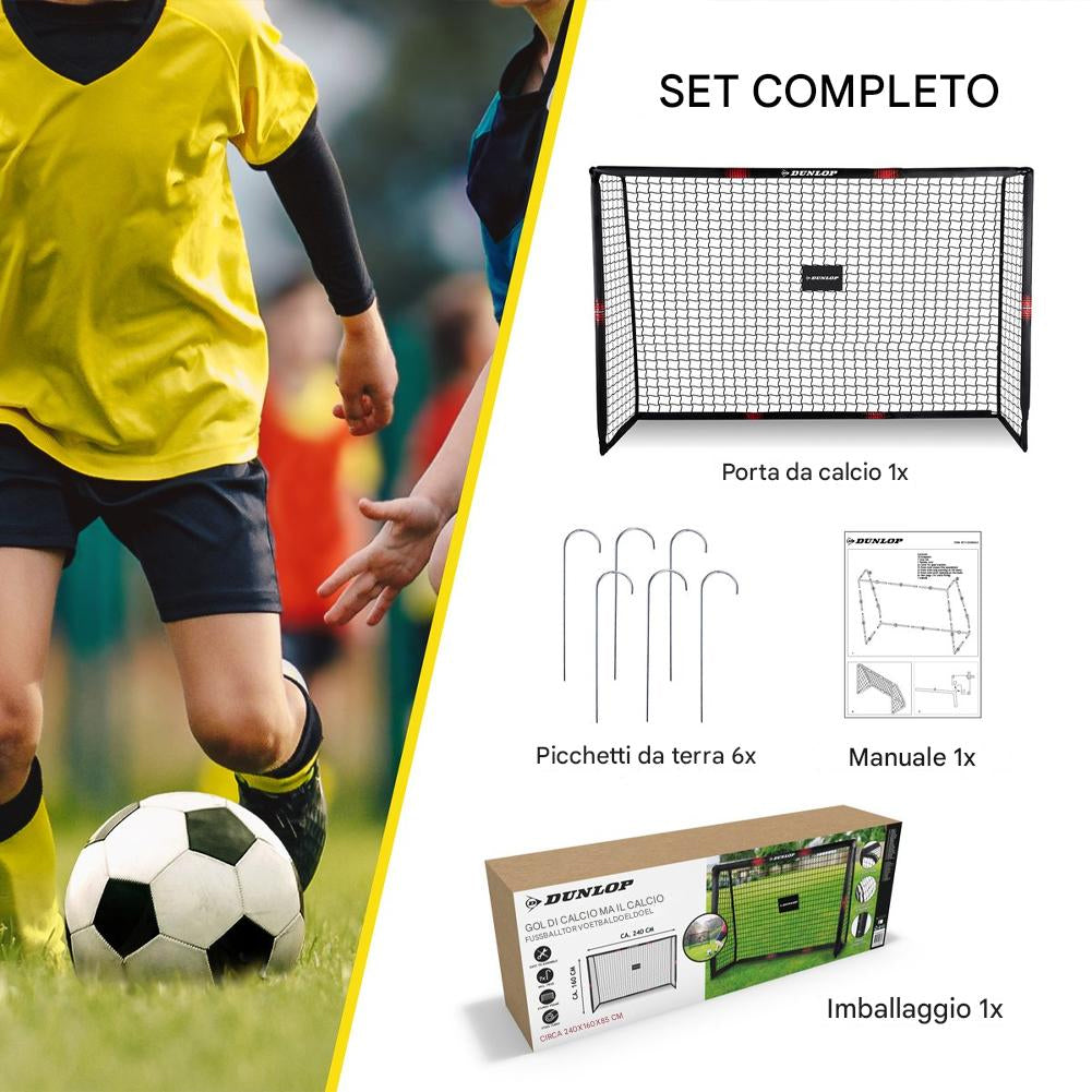 Porta da Calcio per Allenamento da Esterno Rete Rivestita Antiurto 240x160x85 cm