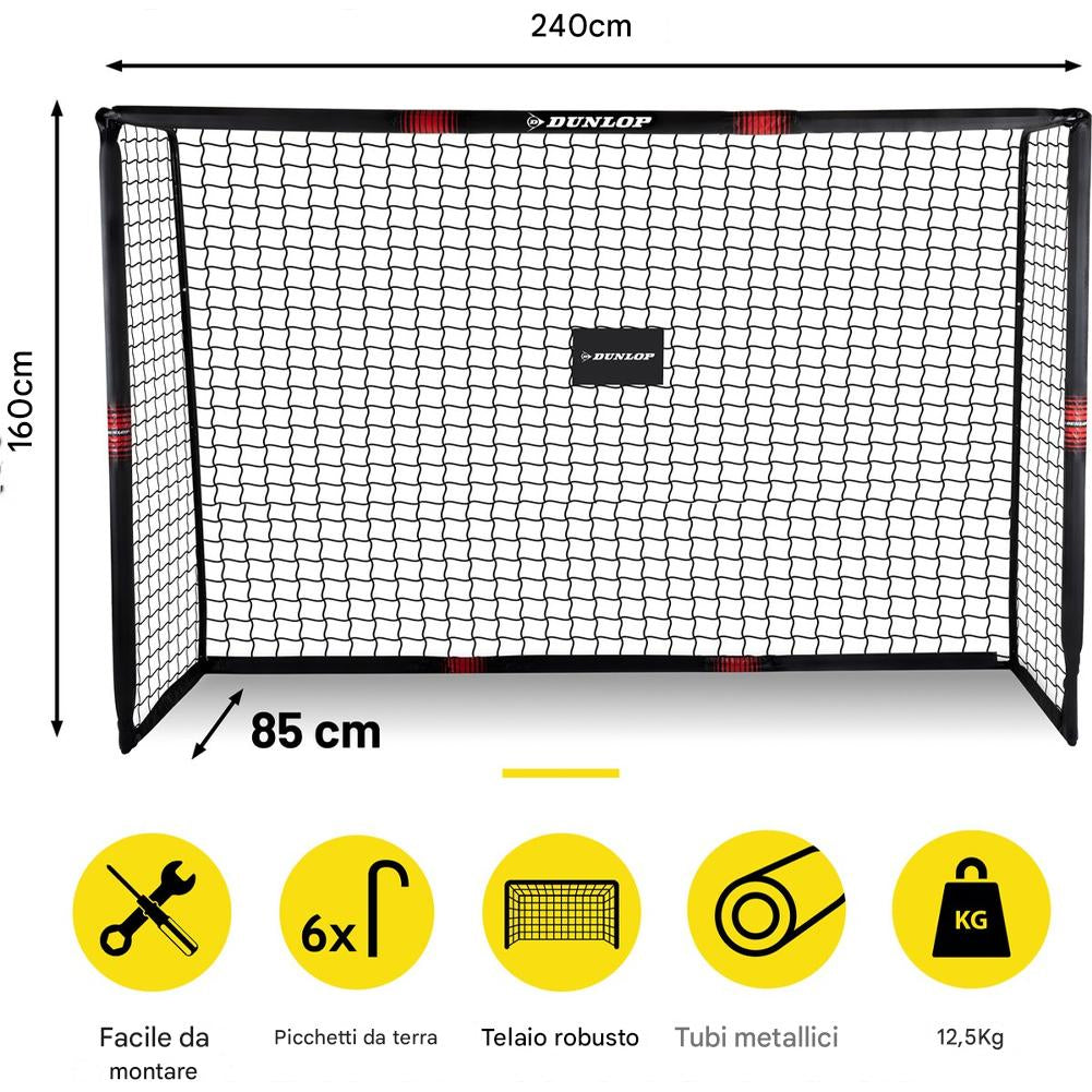 Porta da Calcio per Allenamento da Esterno Rete Rivestita Antiurto 240x160x85 cm