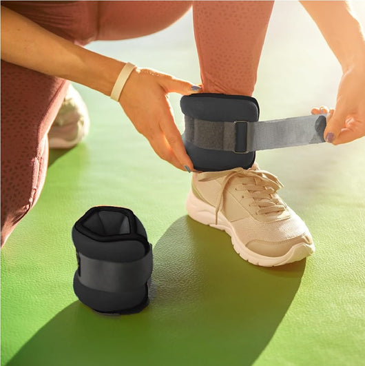 Kit 2 Pesi Allenamento Fitness 3KG Regolabili per Polsi e Caviglie Nero