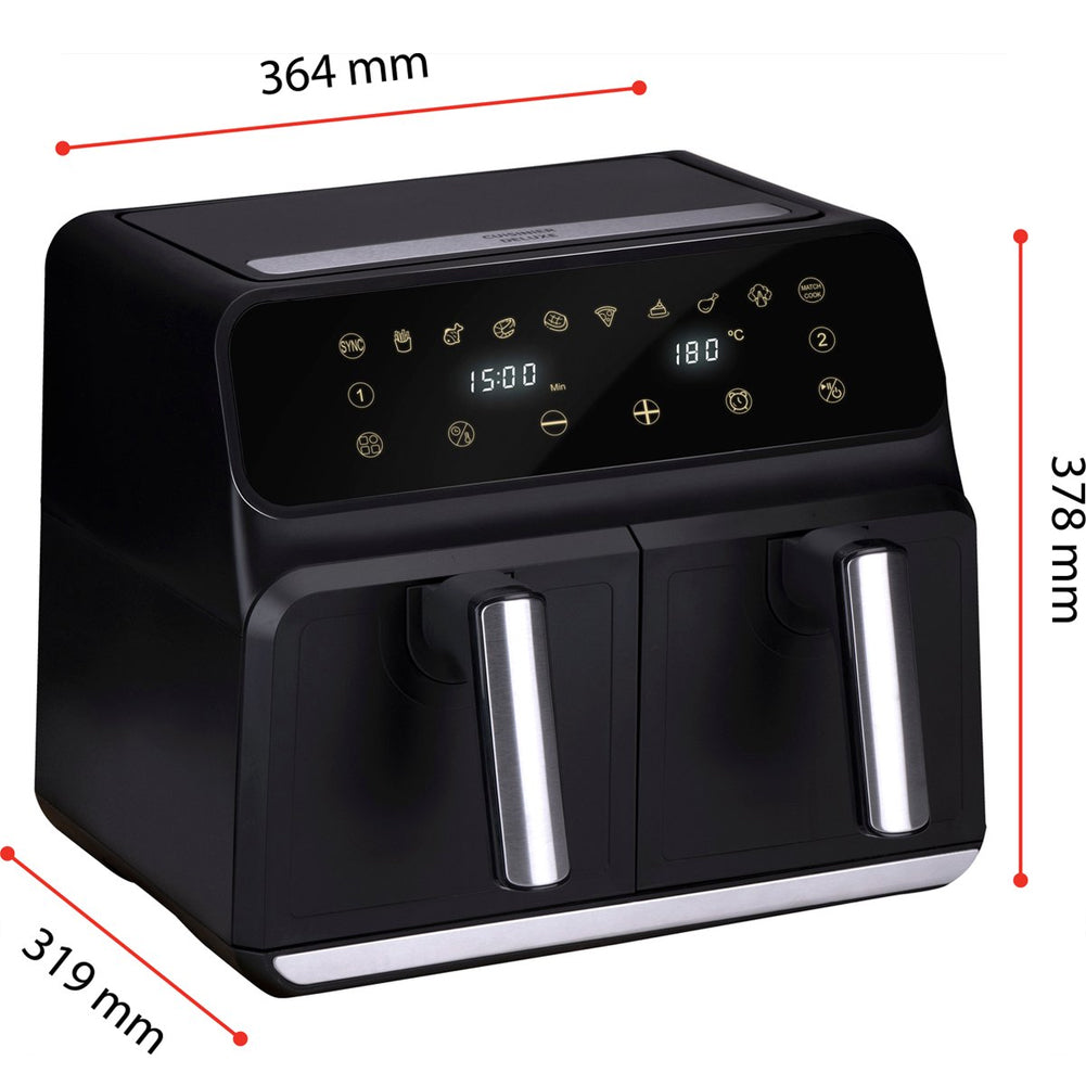 Double Air Fryer Friggitrice Aria Calda 8 L  Display Digitale 1700W Sync Finish