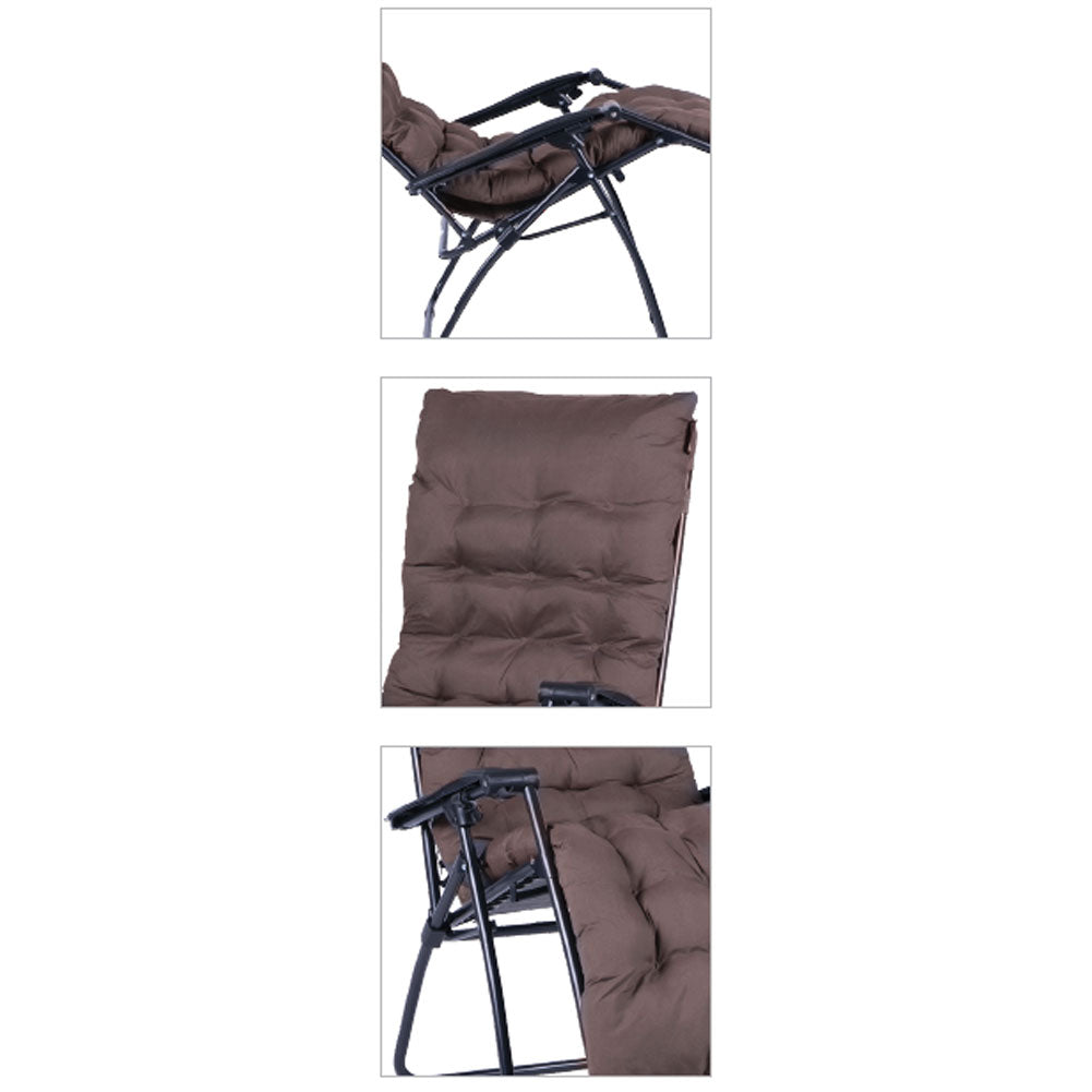 Sdraio Poltrona Giardino Con Cuscino Gravita Zero Pieghevole Acciaio Oxford Braun