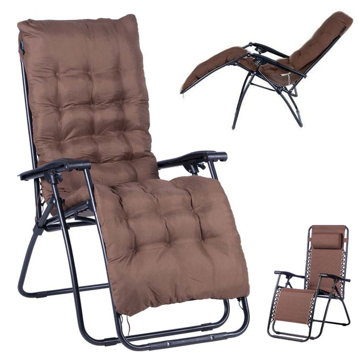 Sdraio Poltrona Giardino Con Cuscino Gravita Zero Pieghevole Acciaio Oxford Braun