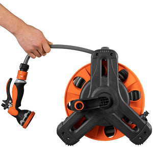 Avvolgitubo da Giardino 30mt PVC con Pistola 10 Funzioni e Supporto Parete