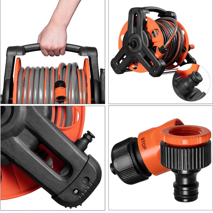 Avvolgitubo da Giardino 30mt PVC con Pistola 10 Funzioni e Supporto Parete