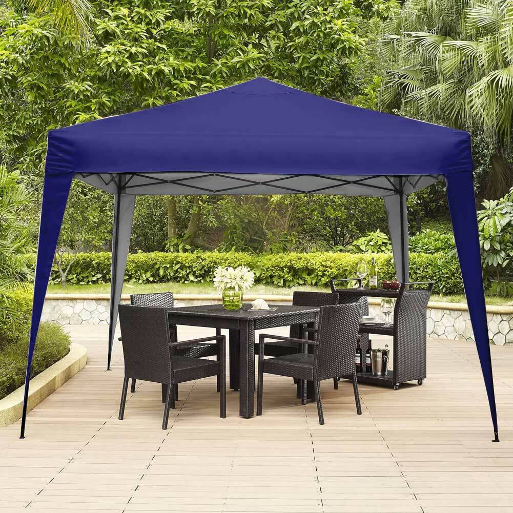 Gazebo 3x3 Pieghevole Blu Impermeabile Pieghevole Tendone Giardino Con Sacca