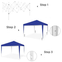 Gazebo 3x3 Pieghevole Blu Impermeabile Pieghevole Tendone Giardino Con Sacca