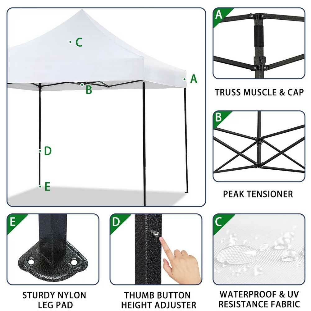 Gazebo 3x3 Pieghevole Impermeabile Richiudibile a Fisarmonica Professionale Bianco