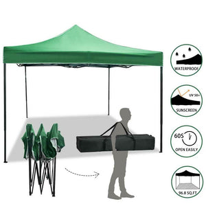 Gazebo 3x3 Pieghevole Impermeabile Richiudibile a Fisarmonica Professionale Verde