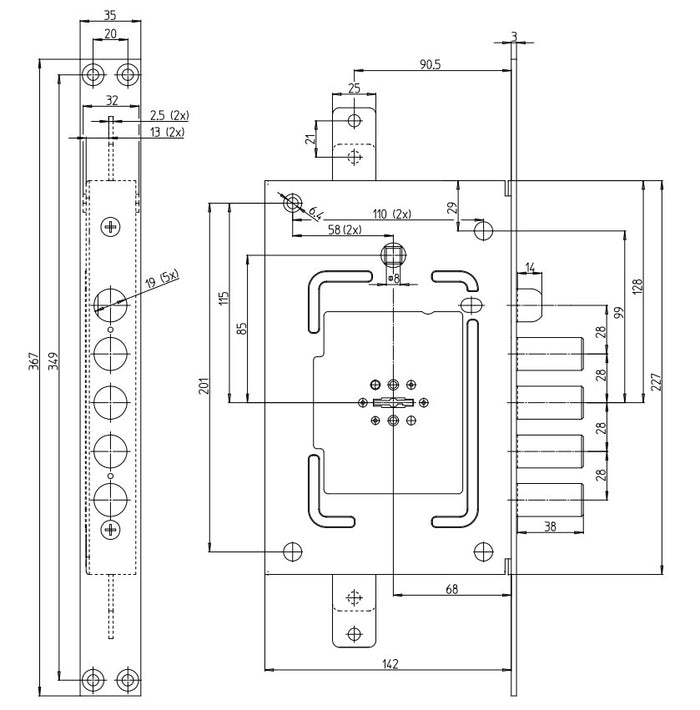 SERRATURA TRIPLICE ANTIFURTO A DOPPIA MAPPA PER PORTE BLINDATE CR ART.2650/28